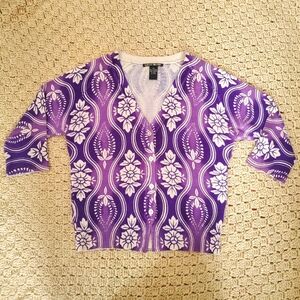 Lucky Brand Vintage 100% Cashmere Cardigan Purple Cream